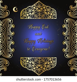 vector illustration. Muslim holiday Eid al-Adha. A graphic design decoration of flyers, posters, cards.  lettering Feast of the Sacrifice. For design. Congratulation or invitation. 