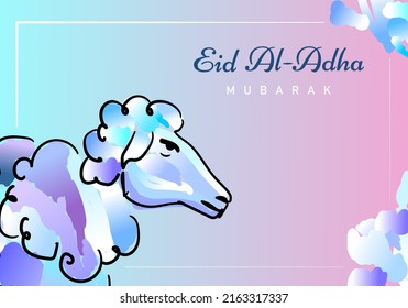 Ilustración vectorial. Fiesta musulmana Eid al-Adha. el sacrificio de un carnero o ovejas blancas y negras.
