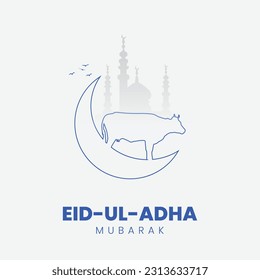 ilustración vectorial. Fiesta musulmana Eid al-Adha. Ilustración del vector de diseño de Eid Al Adha. Antecedentes islámicos y árabes para el Festival de la Comunidad Musulmana.