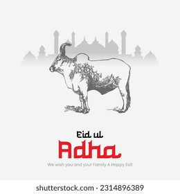 Vektorgrafik des muslimischen Urlaubs Eid al-Adha. eid-al-adha Handgezeichnete Vektorgrafik.