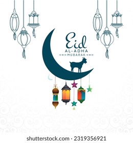 Ilustración vectorial. Plantilla de publicación de Eid al-Adha, festividad musulmana.