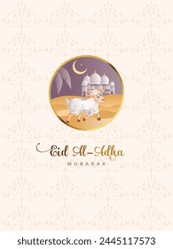 vector illustration. Muslim holiday Eid al-Adha. Illustration of sheep in Cartoon style. 