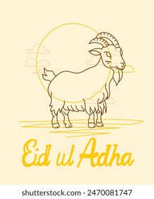 vector illustration. Muslim holiday Eid al-Adha. the sacrifice a ram or white and black sheep. graphic design decoration kurban bayrami. month lamb and a lamp.Translation from Arabic: Eid al-Adha
