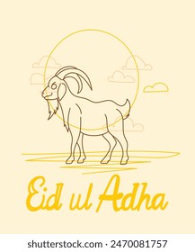 vector illustration. Muslim holiday Eid al-Adha. the sacrifice a ram or white and black sheep. graphic design decoration kurban bayrami. month lamb and a lamp.Translation from Arabic: Eid al-Adha