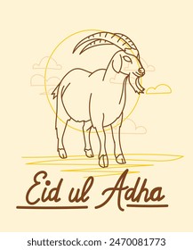 vector illustration. Muslim holiday Eid al-Adha. the sacrifice a ram or white and black sheep. graphic design decoration kurban bayrami. month lamb and a lamp.Translation from Arabic: Eid al-Adha