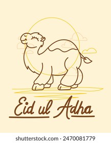 vector illustration. Muslim holiday Eid al-Adha. the sacrifice a ram or white and black sheep. graphic design decoration kurban bayrami. month lamb and a lamp.Translation from Arabic: Eid al-Adha
