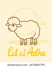 vector illustration. Muslim holiday Eid al-Adha. the sacrifice a ram or white and black sheep. graphic design decoration kurban bayrami. month lamb and a lamp.Translation from Arabic: Eid al-Adha