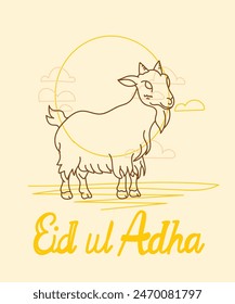 vector illustration. Muslim holiday Eid al-Adha. the sacrifice a ram or white and black sheep. graphic design decoration kurban bayrami. month lamb and a lamp.Translation from Arabic: Eid al-Adha