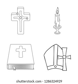 Vector illustration of muslim and items logo. Collection of muslim and candle stock vector illustration.