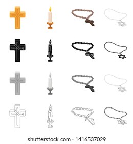 Vector illustration of muslim and items logo. Collection of muslim and candle vector icon for stock.