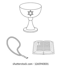 Vector illustration of muslim and items sign. Set of muslim and candle vector icon for stock.