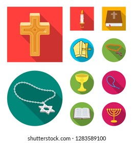 Vector illustration of muslim and items sign. Collection of muslim and candle vector icon for stock.