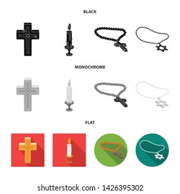 Vector illustration of muslim and items sign. Collection of muslim and candle stock symbol for web.