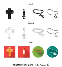 Vector illustration of muslim and items sign. Collection of muslim and candle stock symbol for web.
