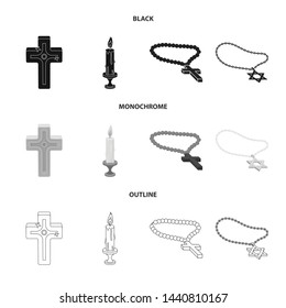 Vector illustration of muslim and items symbol. Collection of muslim and candle stock vector illustration.