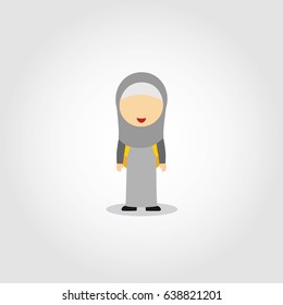 Vector Illustration of Muslim Kid Going to School.
