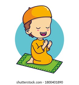 Vector Illustration Muslim Kid Praying On Stock Vector (Royalty Free ...