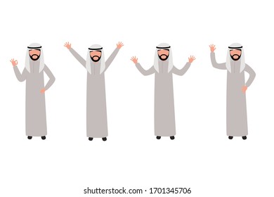 vector illustration, muslim man character set