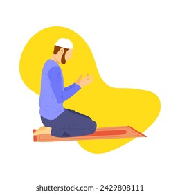 Vektorgrafik eines muslimischen Mannes, der sehr ruhig betet