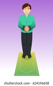 A vector illustration of Muslim Man Praying