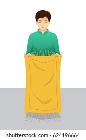 Ilustração vetorial de Homem Muçulmano Preparando-se Antes de Rezar