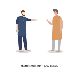 vector illustration Muslim man talk to each other. Arabian style
