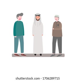 vector illustration Muslim man talk to each other. Arabian style
