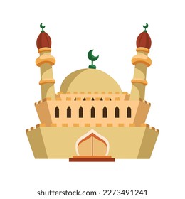 Vector Illustration of Muslim Mosque Building of Islam Religion