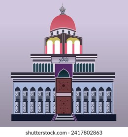 Vector Illustration of Muslim Mosque Building of Islam Religion