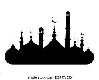 Vector illustration of a Muslim Mosque Silhouette 