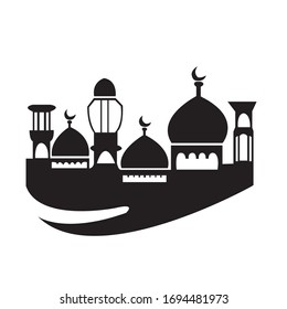 Vector illustration of a Muslim Mosque Silhouette