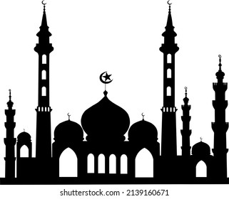 Vector illustration of a Muslim Mosque Silhouette