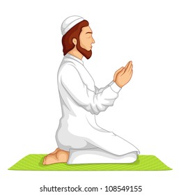 vector illustration of muslim offering namaaz