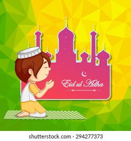 vector illustration of muslim offering namaaz for Eid ul Adha (Festival of the sacrifice)