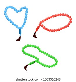 Vector Illustration of muslim prayer beads red, green, and blue on White background