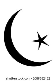 Vector illustration of a Muslim Star and Crescent Symbol