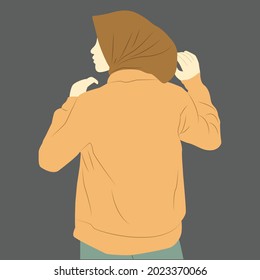 vector illustration of a Muslim woman in a dress that still looks modern and fashionable, EPS 10