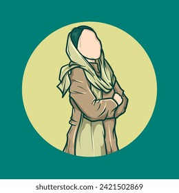 vector illustration of Muslim women with simple clothing models