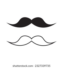 The vector illustration of mustache icon editable stroke, sign, symbol outline line button isolated on white   