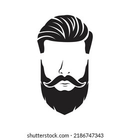 Vector illustration, mustache icon - Vector illustration, mustache graphic - Men's Beard and Hair, facing forward.