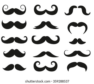 Vector illustration of mustache icons isolated set.