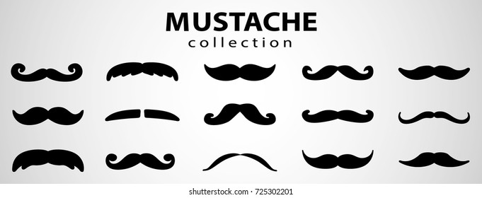 Vector illustration of mustache icons isolated set.