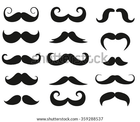 Vector illustration of mustache icons isolated set.