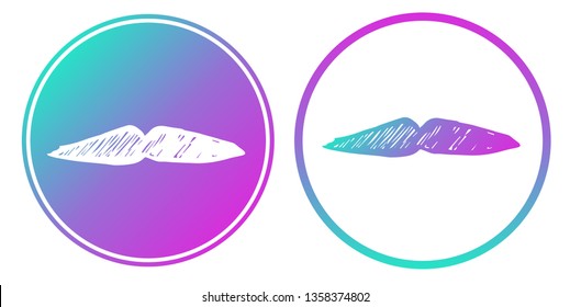 Vector Illustration of Mustache Man with Gradient Circle Blue and Violet. Logo, Sticker and Icon for Graphic Design.