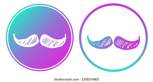 Vector Illustration of Mustache Man with Gradient Circle Blue and Violet. Logo, Sticker and Icon for Graphic Design.