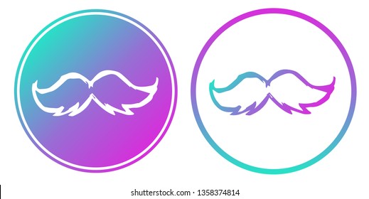 Vector Illustration of Mustache Man with Gradient Circle Blue and Violet. Logo, Sticker and Icon for Graphic Design.