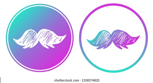 Vector Illustration of Mustache Man with Gradient Circle Blue and Violet. Logo, Sticker and Icon for Graphic Design.