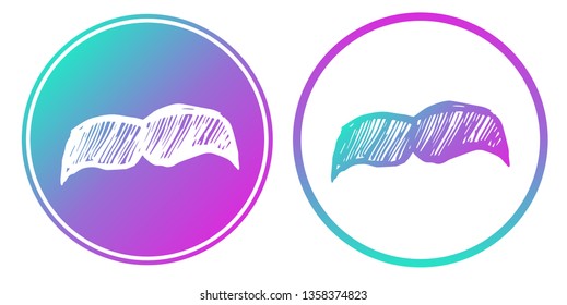 Vector Illustration of Mustache Man with Gradient Circle Blue and Violet. Logo, Sticker and Icon for Graphic Design.