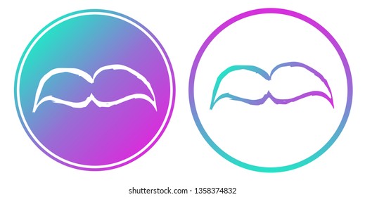 Vector Illustration of Mustache Man with Gradient Circle Blue and Violet. Logo, Sticker and Icon for Graphic Design.