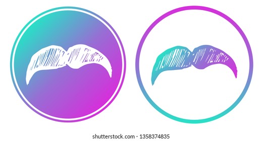 Vector Illustration of Mustache Man with Gradient Circle Blue and Violet. Logo, Sticker and Icon for Graphic Design.